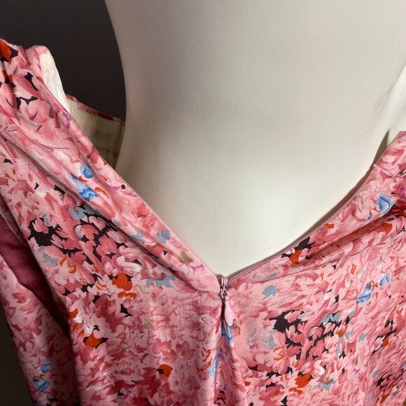 Vintage 70s Chessa Davis Skirt Maxi Hippie Floral Fringe Trim Peasant Pink Retro - Picture 14 of 15